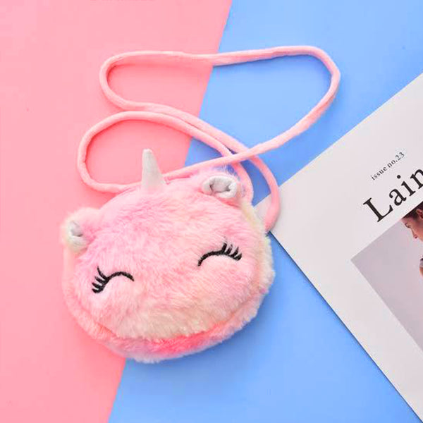 Round Unicorn, Kitty Plush fur Shoulder Bag