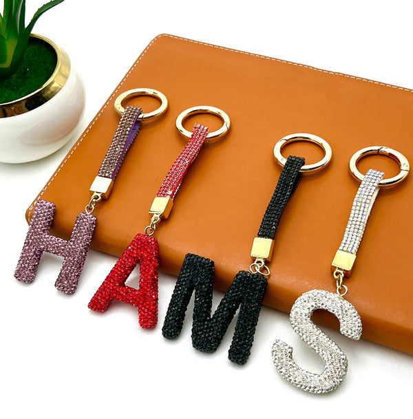 ABC Alphabets Full Rhinestone Keychain