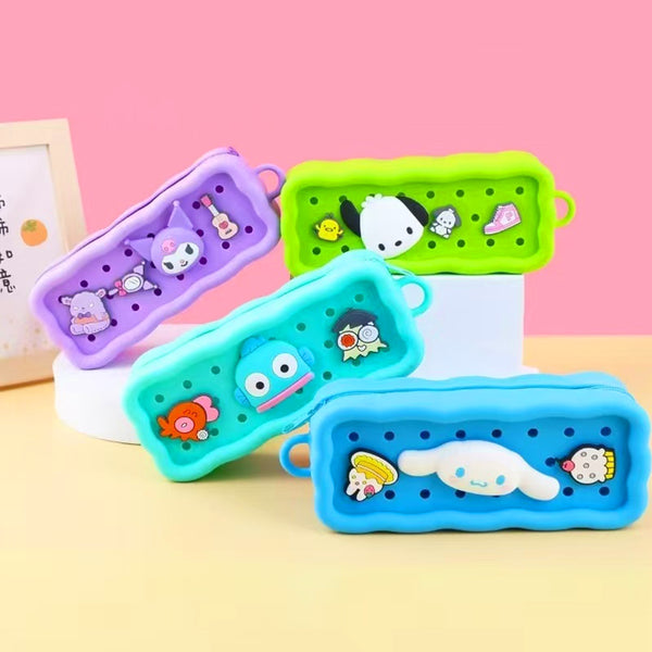 Cute Silicone Hole Pencil Case Student Large Capacity Stationery Bag Pencil Case