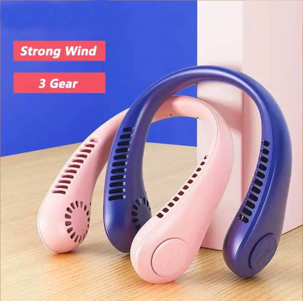 Portable Bladeless Neck Fan - Rechargeable USB Cooling Fan for Outdoor Sports, Home, Office, and Travel