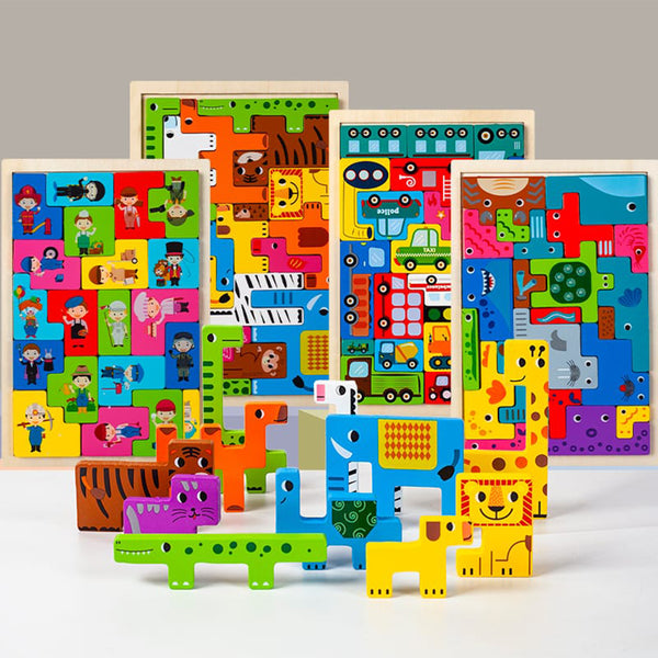 Creative Jigsaw Wooden Cube Puzzle