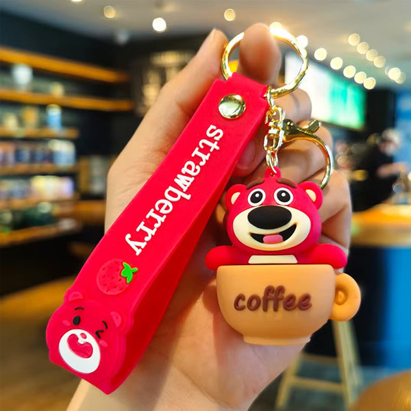 Disney Toy Story Lotso Bear in Coffee Cup Silicone Keychain
