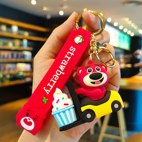 Anime Toy Story Strawberry Bear Lotso Keychain Figure
