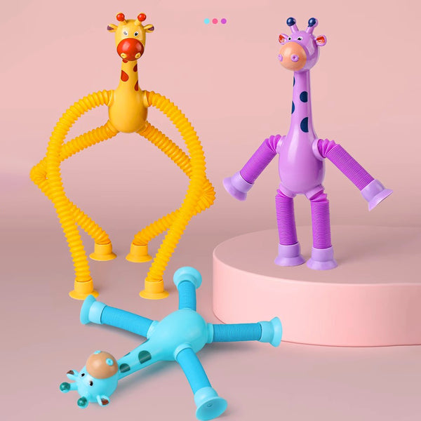 Suction Cup Toys Kids Giraffe Pop Tube Sensory Playing Early Education